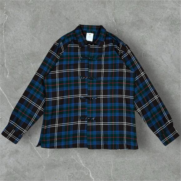 Head Porter Plus Plaid Shirt Frog Closure Japan Made Americana Asian Fusion - Picture 1 of 11